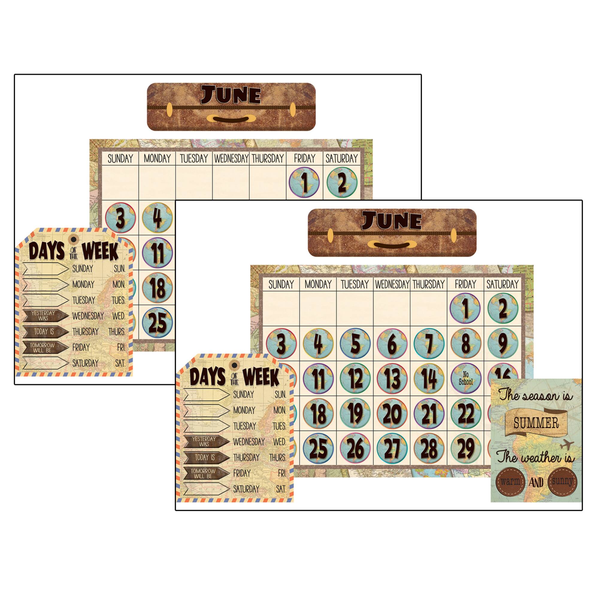 Teacher Created Resources Travel the Map Calendar Bulletin Board Set, 2ct.